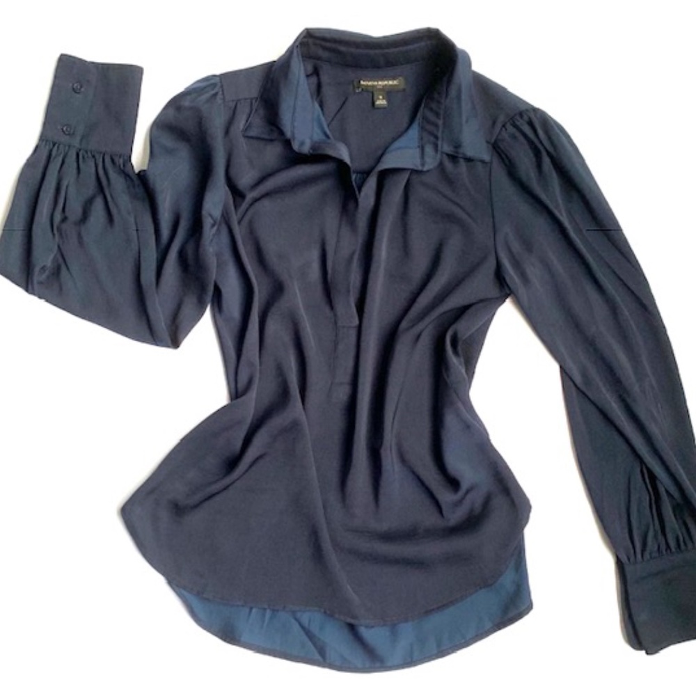 Banana Republic Outlet Navy Long Sleeve Blouse